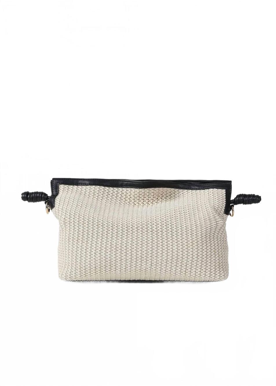 NEW HAUTE SHORE women's taylor tropez crossbody bag in beige raffia black - Picture 2 of 6